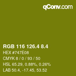 カラーコード: RGB 116 126.4 8.4 | qconv.com