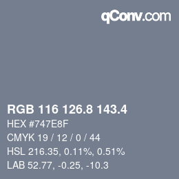 カラーコード: RGB 116 126.8 143.4 | qconv.com