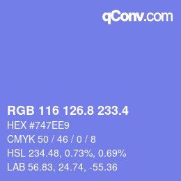 カラーコード: RGB 116 126.8 233.4 | qconv.com