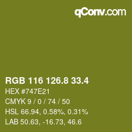 カラーコード: RGB 116 126.8 33.4 | qconv.com
