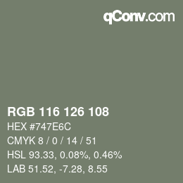 Code couleur: RGB 116 126 108 | qconv.com