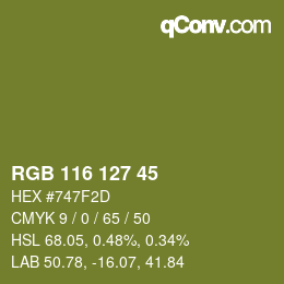 Farbcode: RGB 116 127 45 | qconv.com