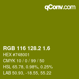カラーコード: RGB 116 128.2 1.6 | qconv.com