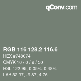カラーコード: RGB 116 128.2 116.6 | qconv.com