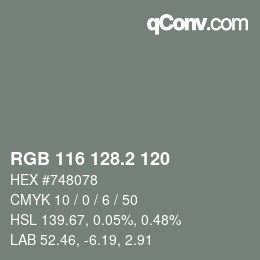 カラーコード: RGB 116 128.2 120 | qconv.com