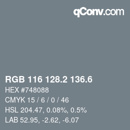 カラーコード: RGB 116 128.2 136.6 | qconv.com