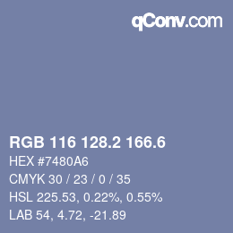 カラーコード: RGB 116 128.2 166.6 | qconv.com