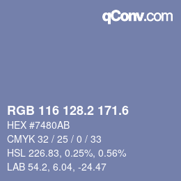 カラーコード: RGB 116 128.2 171.6 | qconv.com