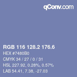 カラーコード: RGB 116 128.2 176.6 | qconv.com