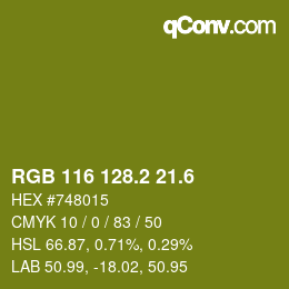 カラーコード: RGB 116 128.2 21.6 | qconv.com