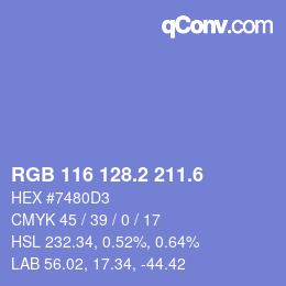 カラーコード: RGB 116 128.2 211.6 | qconv.com
