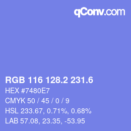 カラーコード: RGB 116 128.2 231.6 | qconv.com