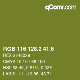 カラーコード: RGB 116 128.2 41.6 | qconv.com