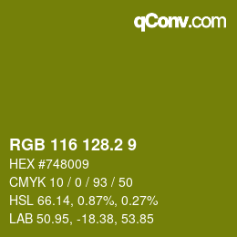 カラーコード: RGB 116 128.2 9 | qconv.com