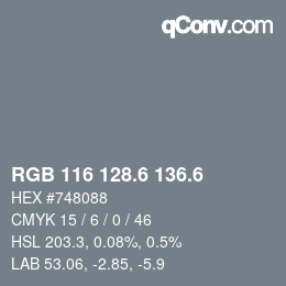 カラーコード: RGB 116 128.6 136.6 | qconv.com