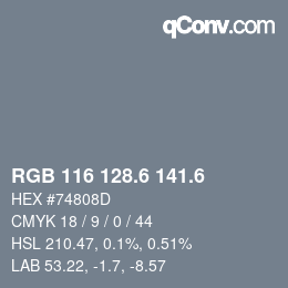 カラーコード: RGB 116 128.6 141.6 | qconv.com