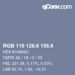 カラーコード: RGB 116 128.6 156.6 | qconv.com