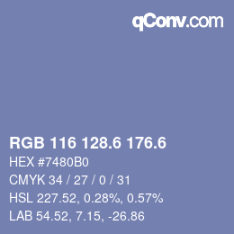 カラーコード: RGB 116 128.6 176.6 | qconv.com