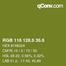 カラーコード: RGB 116 128.6 36.6 | qconv.com