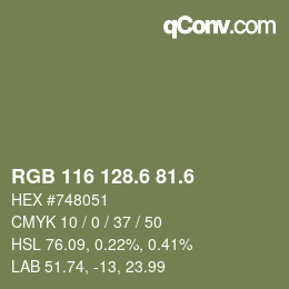 カラーコード: RGB 116 128.6 81.6 | qconv.com