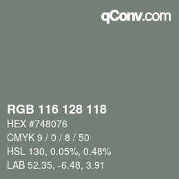 Color code: RGB 116 128 118 | qconv.com