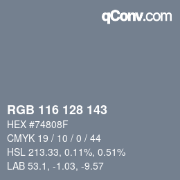 Código de color: RGB 116 128 143 | qconv.com
