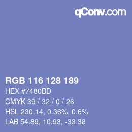 Color code: RGB 116 128 189 | qconv.com