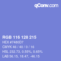 カラーコード: RGB 116 128 215 | qconv.com
