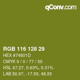 カラーコード: RGB 116 128 29 | qconv.com