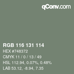 Color code: RGB 116 131 114 | qconv.com