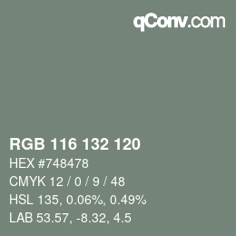 カラーコード: RGB 116 132 120 | qconv.com