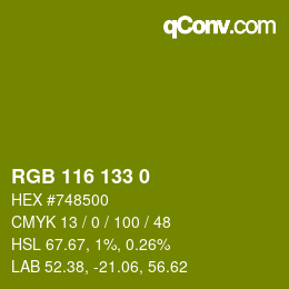 Color code: RGB 116 133 0 | qconv.com