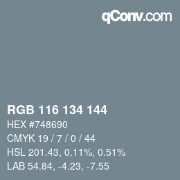 Color code: RGB 116 134 144 | qconv.com