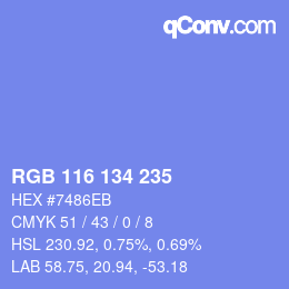 Farbcode: RGB 116 134 235 | qconv.com