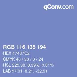 カラーコード: RGB 116 135 194 | qconv.com