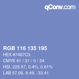 Color code: RGB 116 135 195 | qconv.com