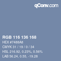Color code: RGB 116 136 168 | qconv.com