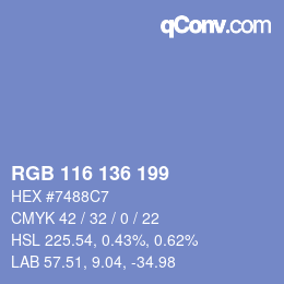Farbcode: RGB 116 136 199 | qconv.com