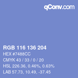 Color code: RGB 116 136 204 | qconv.com