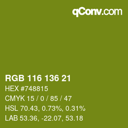 Color code: RGB 116 136 21 | qconv.com