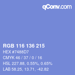 Color code: RGB 116 136 215 | qconv.com