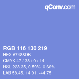Color code: RGB 116 136 219 | qconv.com