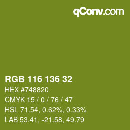 カラーコード: RGB 116 136 32 | qconv.com