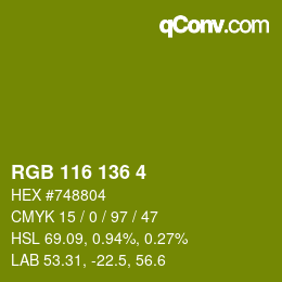 Color code: RGB 116 136 4 | qconv.com