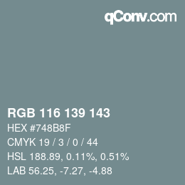 カラーコード: RGB 116 139 143 | qconv.com