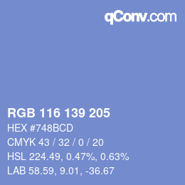 Color code: RGB 116 139 205 | qconv.com