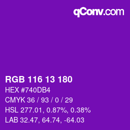 カラーコード: RGB 116 13 180 | qconv.com