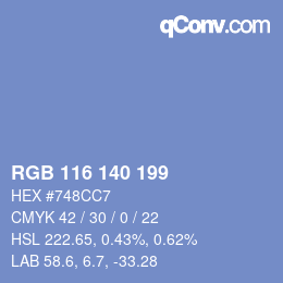 カラーコード: RGB 116 140 199 | qconv.com