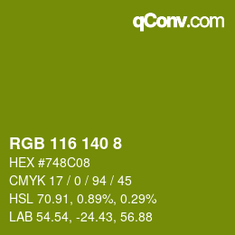 颜色代码: RGB 116 140 8 | qconv.com