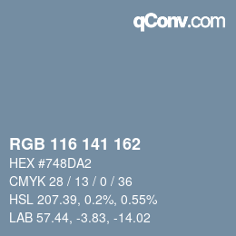 Color code: RGB 116 141 162 | qconv.com